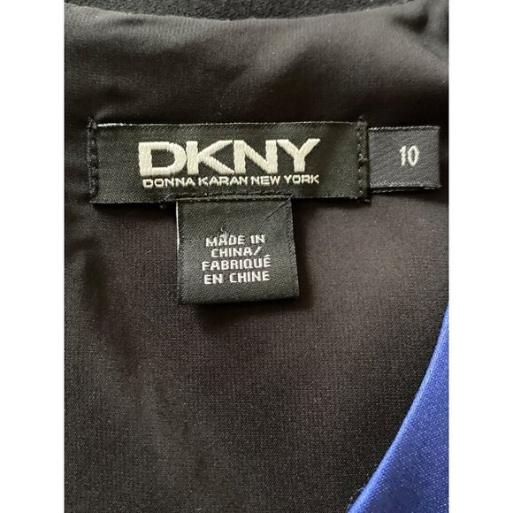 DKNY Colorblock Optical Illusion Shift Dress, Black and Blue Women's Size 10 - Picture 8 of 10